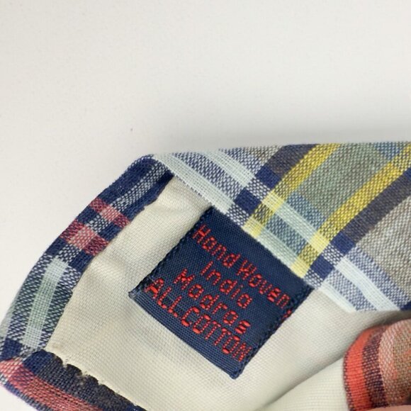ROOSTER 70’s 80’s Assymetrical VTG Barbour’s Plaid Rainbow Cotton Tie - Picture 5 of 5